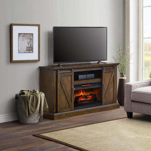 BJ’s members: Chatham barn door fireplace TV console for $200