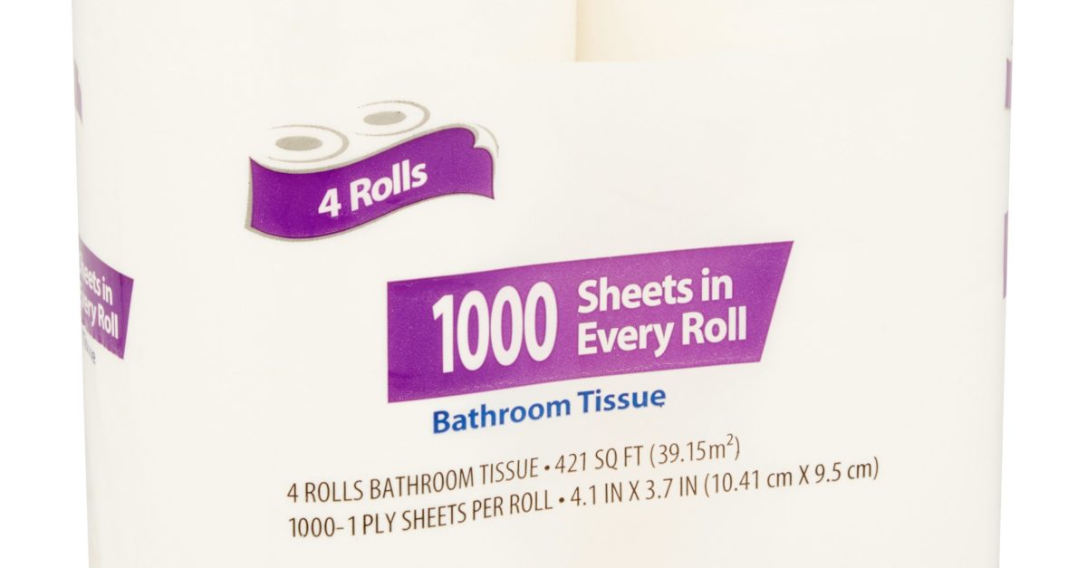 Great Value 1000 sheets bath tissue for $3 in select locations