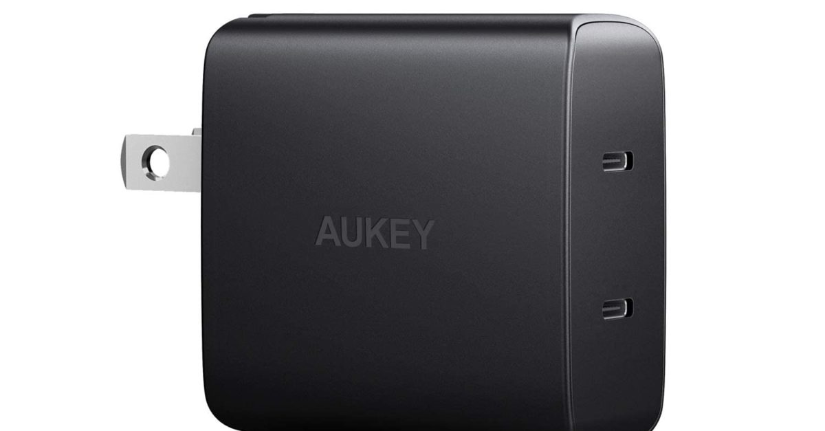 Aukey 2-port ultra compact fast charger for $12