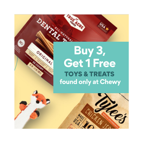 Select items are buy 3, get one FREE at Chewy