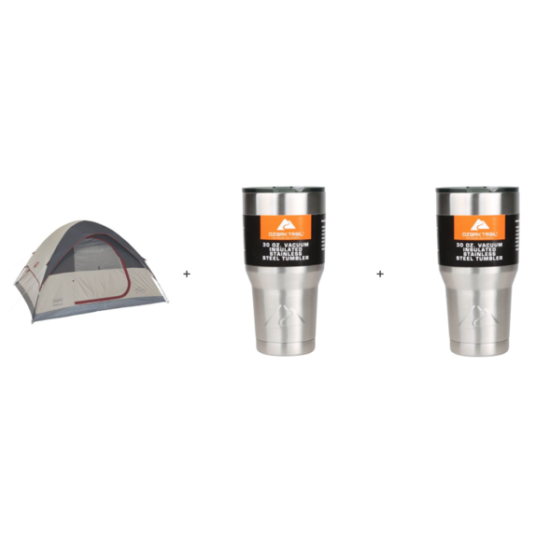Coleman 4-person tent with 2-pack 30oz tumblers for $44