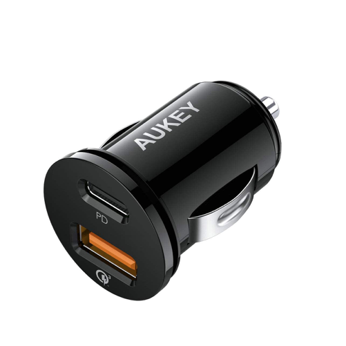 Aukey USB-C dual port car charger with Quick Charge 3.0 for $8