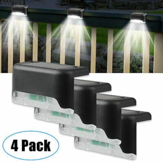 4 solar LED bright deck lights for $12, free shipping