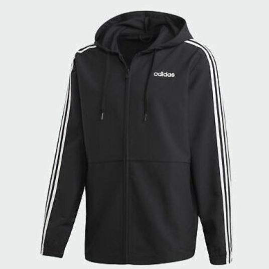 Adidas Essentials 3-stripes woven windbreaker for $25, free shipping
