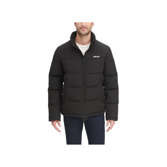 Men’s Levi’s Arctic Cloth stand collar logo puffer jacket for $32