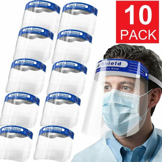 10-pack full face shield protection covers for $13, free shipping