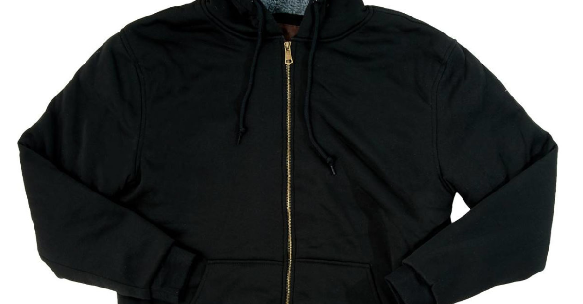 Men’s Mountain Ridge sherpa fleece hooded jacket for $10