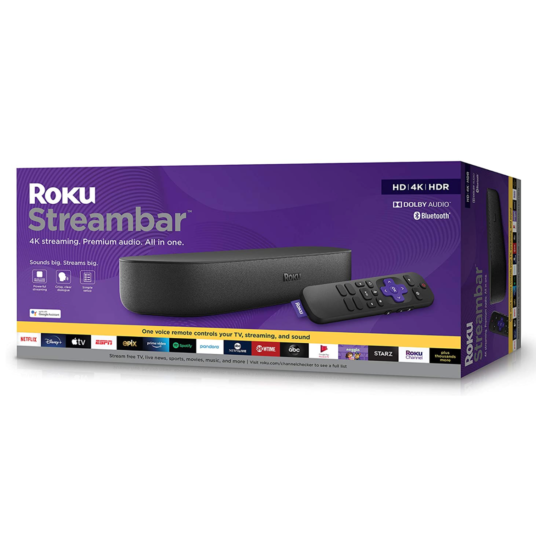 Roku Streambar 4K/HD/HDR streaming media player & premium audio for $80