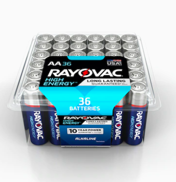 Rayovac 36-pack high energy alkaline batteries for $10