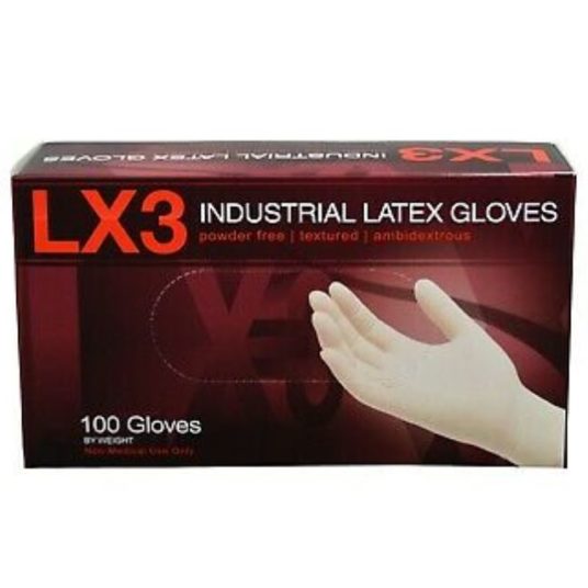 100-count box of Ammex LX3 industrial latex gloves for $12