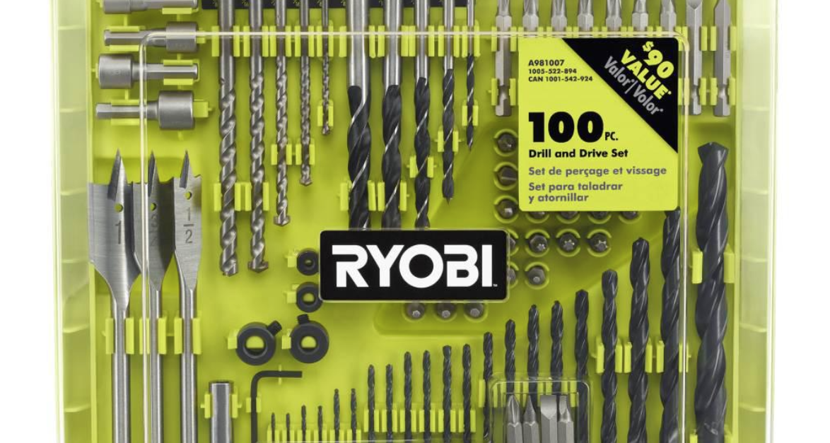 Ryobi 100-piece drill and driver set for $15, free shipping