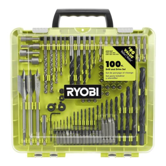 Ryobi 100-piece drill and driver set for $15, free shipping