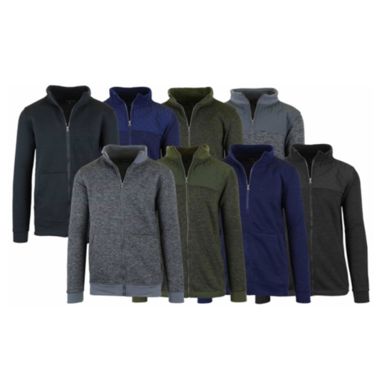 Today only: 3-pack women’s or men’s marled fleece zip sweaters for $30