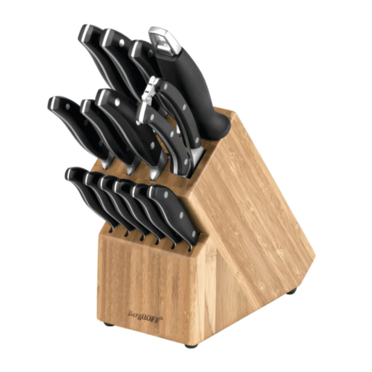 BergHOFF Essentials stainless steel 15-piece knife block set for $130