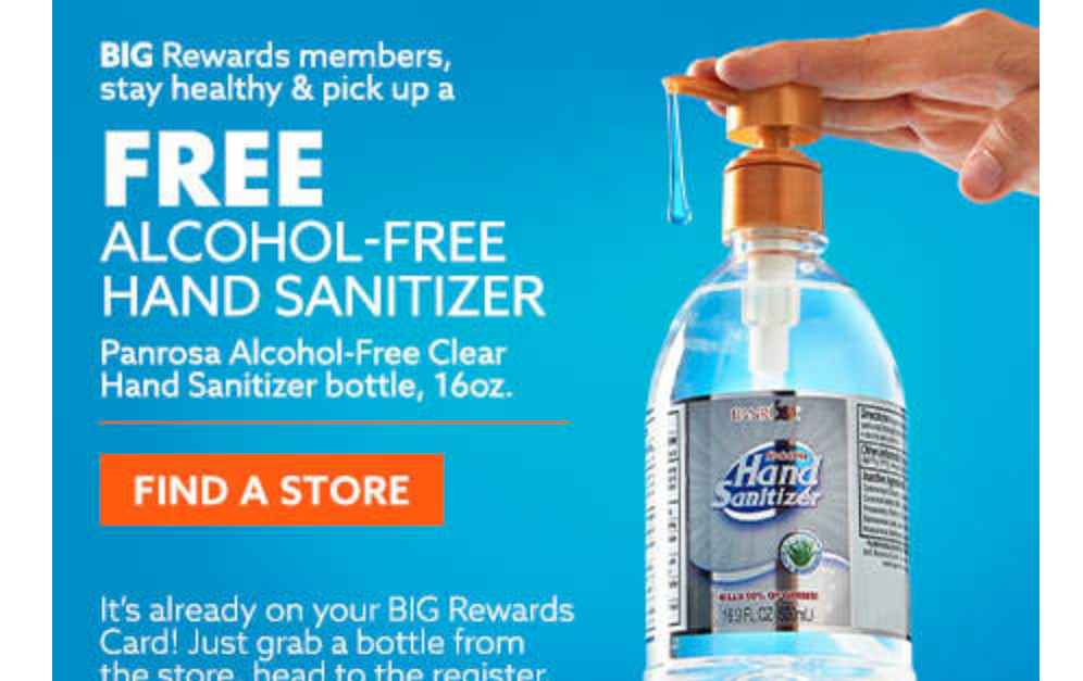 Big Lots rewards members get FREE hand sanitizer