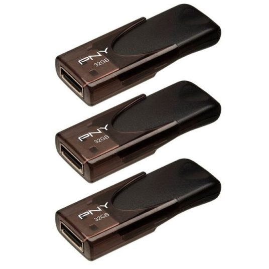 3-pack PNY Attache 4 32GB USB flash drives for $8