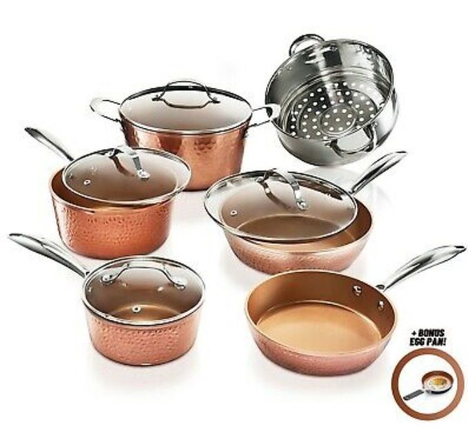 Gotham Steel 10-piece hammered nonstick copper cookware set for $61