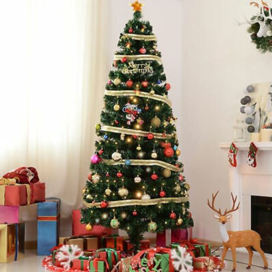 7-ft pre-lit fiber optic artificial Christmas tree for $76