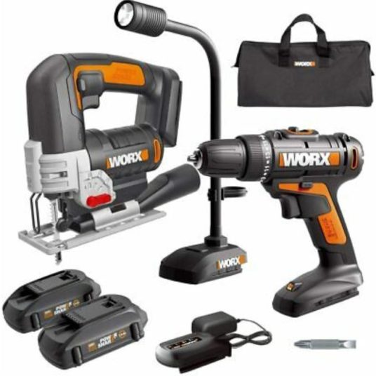 Worx 3-piece combo set with drill, jigsaw and flex light for $110