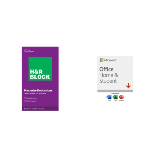 H&R BLOCK Deluxe & State 2020 + Microsoft Office for $80