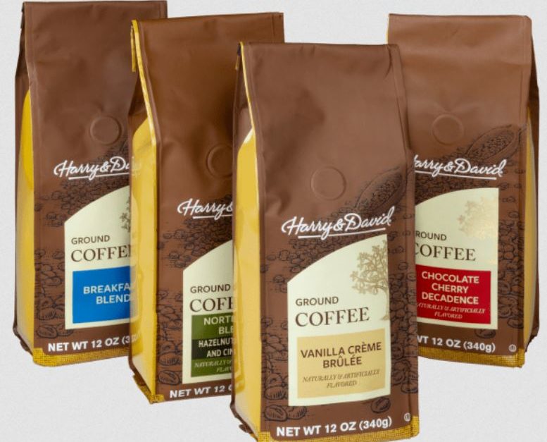 4-pack of Harry & David or Kahlua assorted 12-oz ground coffee bags for $33 shipped