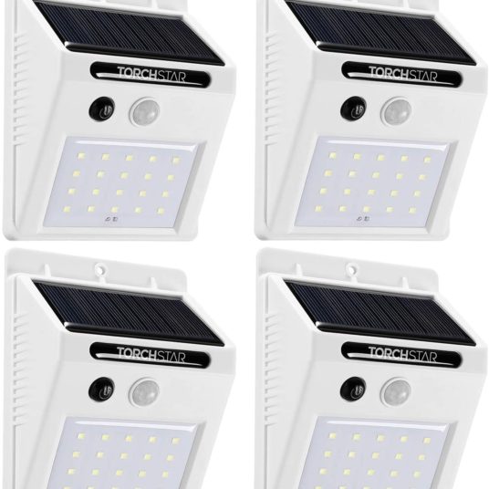 4-pack TORCHSTAR outdoor wireless LED solar motion lights for $5 each