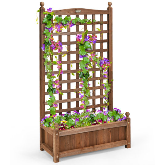 Costway solid wood planter box with trellis for $90
