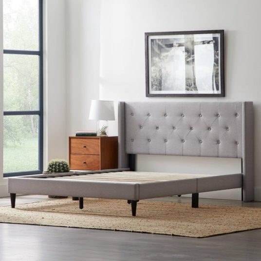 Rest Haven linen inspired diamond tufted upholstered bed from $136
