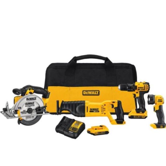 Today only: Dewalt 20V MAX lithium-ion 4-tool kit for $249