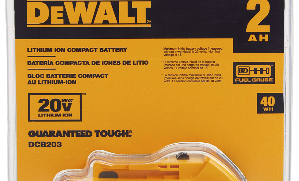 DEWALT 20V MAX compact 2.0Ah battery for $36, free shipping