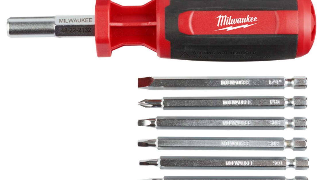 Milwaukee square drive 9-in-1 multi-bit driver for $10