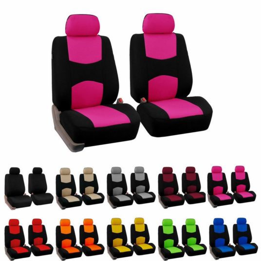 Fabric bucket seat covers for front seats with detachable headrests for $19