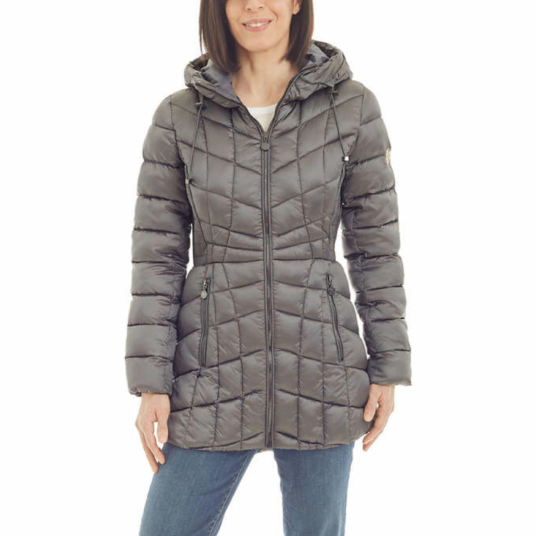 Bernardo ladies’ quilted hooded jacket for $12, free shipping