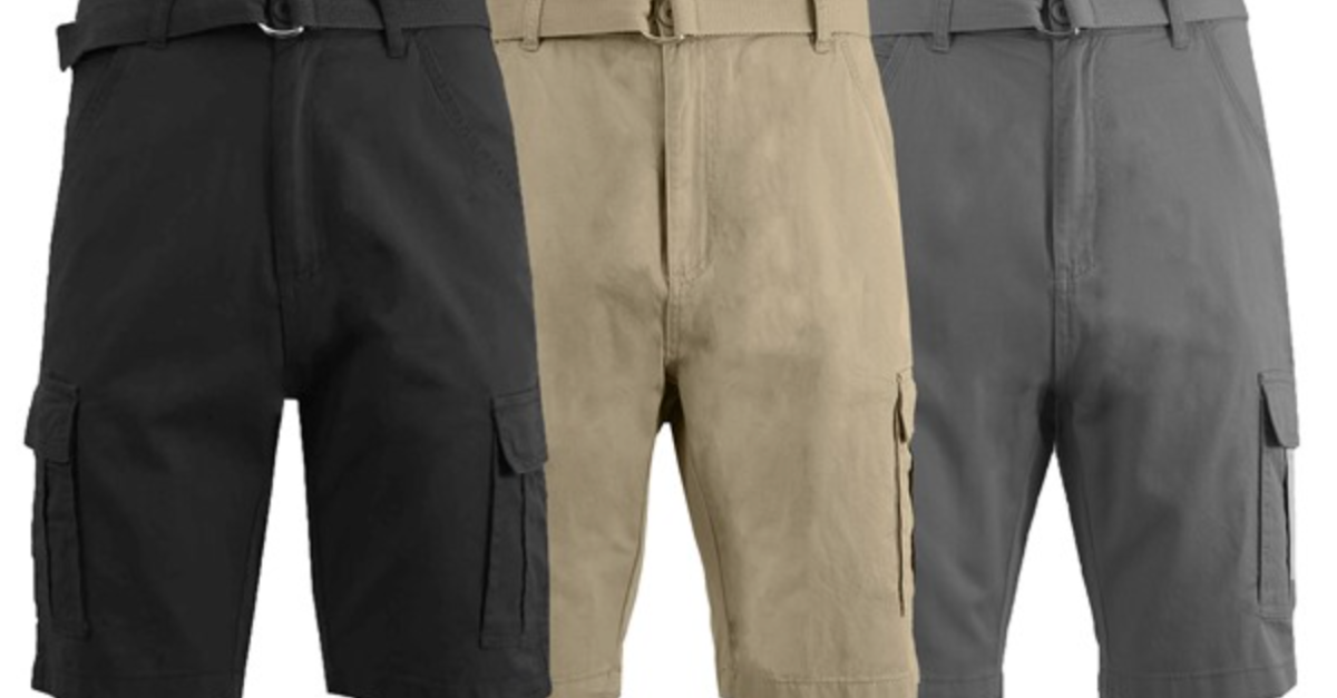 Today only: Galaxy by Harvic men’s belted cotton cargo shorts 3-pack from $25