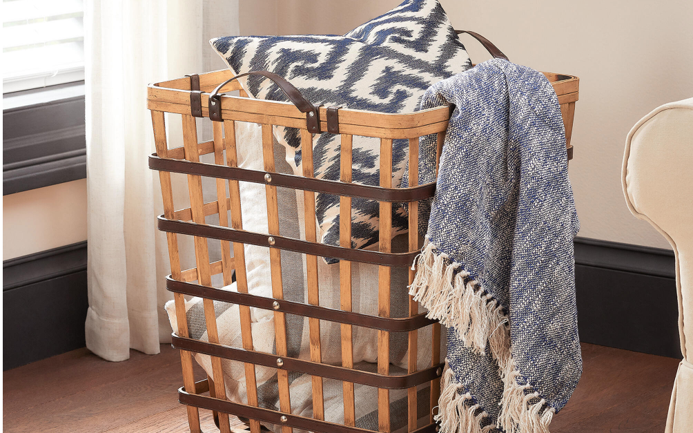 Home Decorators Collection bamboo & leather decorative basket for $44
