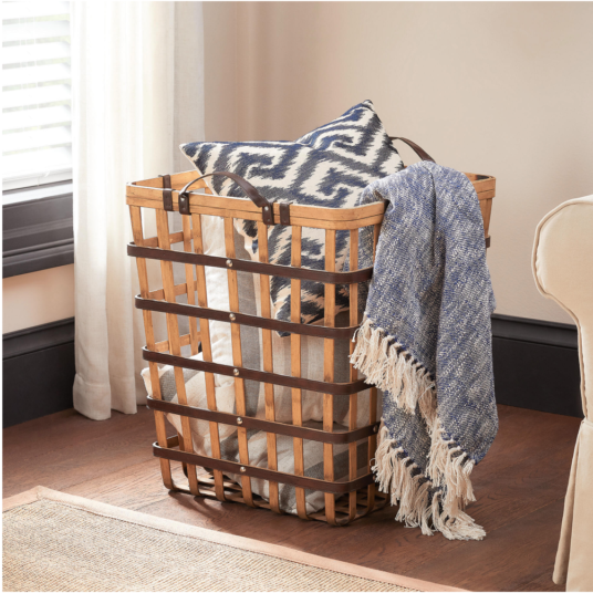 Home Decorators Collection bamboo & leather decorative basket for $44