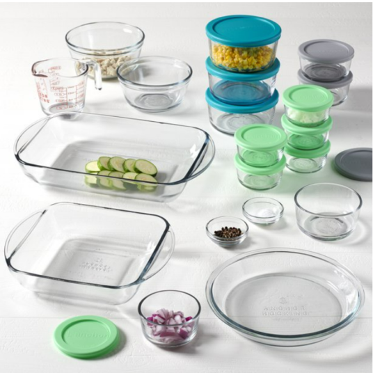 Anchor Hocking 32-piece bake & store glass set for $20