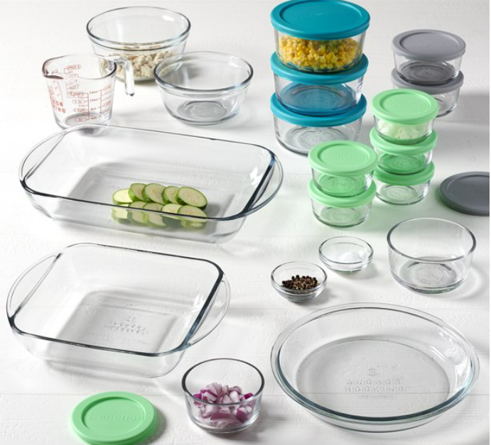 Anchor Hocking 32-piece bake & store glass set for $20