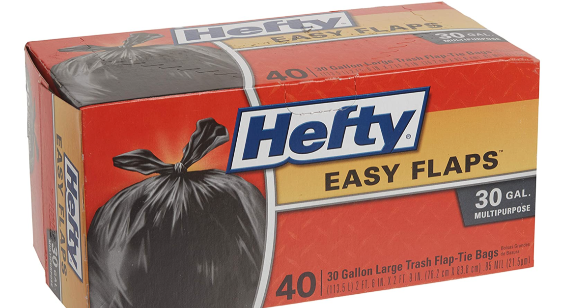 40-count Hefty Easy Flaps multipurpose large trash bags for $6