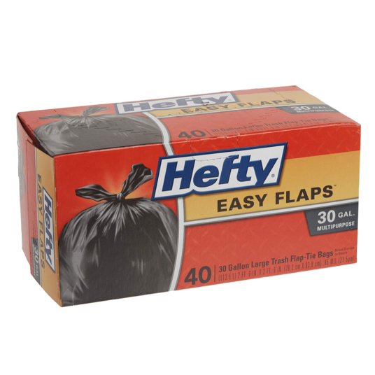40-count Hefty Easy Flaps multipurpose large trash bags for $6