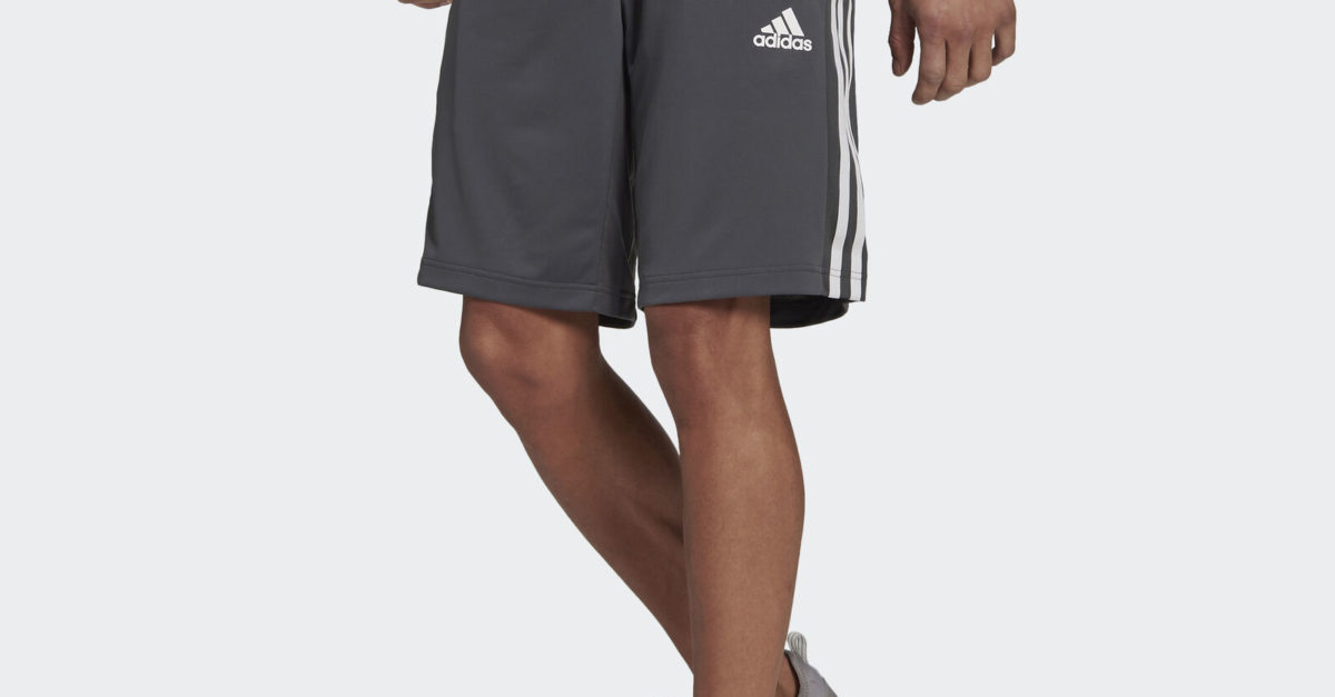 2-pack adidas men’s Designed 2 Move 3-stripes shorts for $21