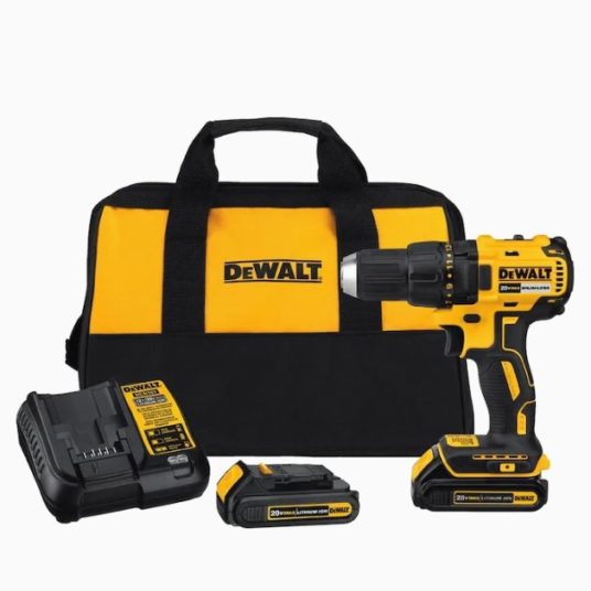 Dewalt 20-volt MAX 1/2-in brushless cordless drill with 2 batteries for $99