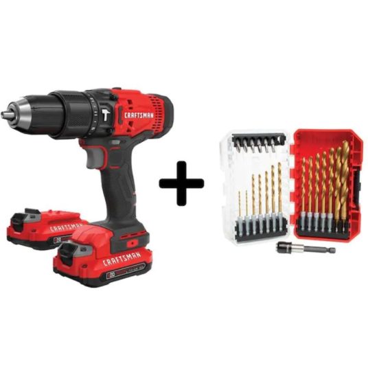 Today only: Craftsman 20-volt MAX cordless hammer drill + 21-piece bit set for $99