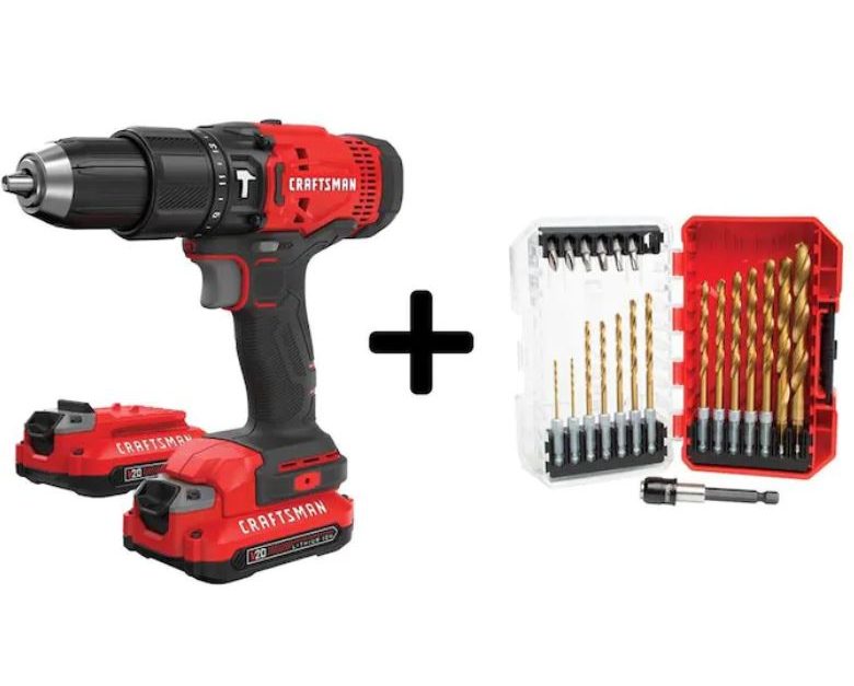 Today only: Craftsman 20-volt MAX cordless hammer drill + 21-piece bit set for $99