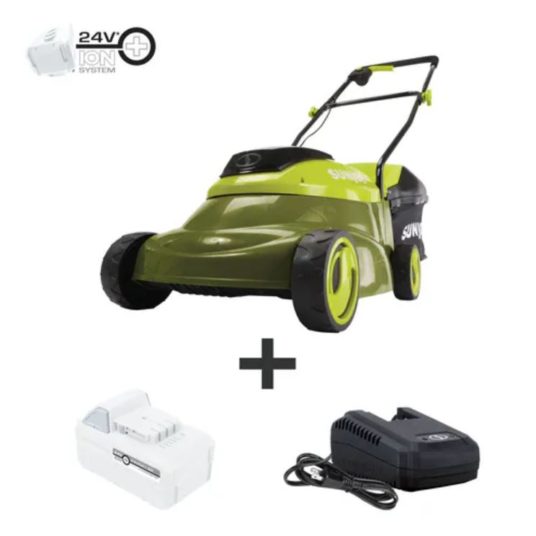 Sun Joe 24-volt iON+ cordless brushless lawn mower kit for $175