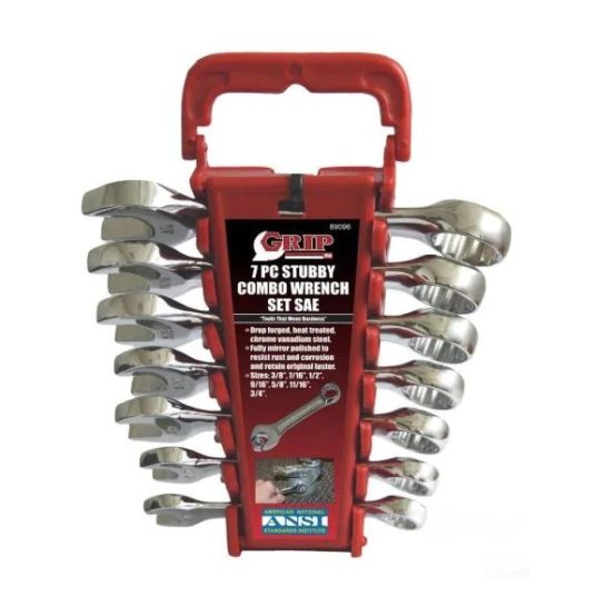 Grip 7-piece stubby combination SAE wrench set for $10