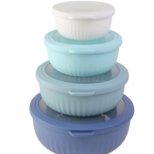 Enchante Cook with Color 8-piece mixing bowl set with lids for $10