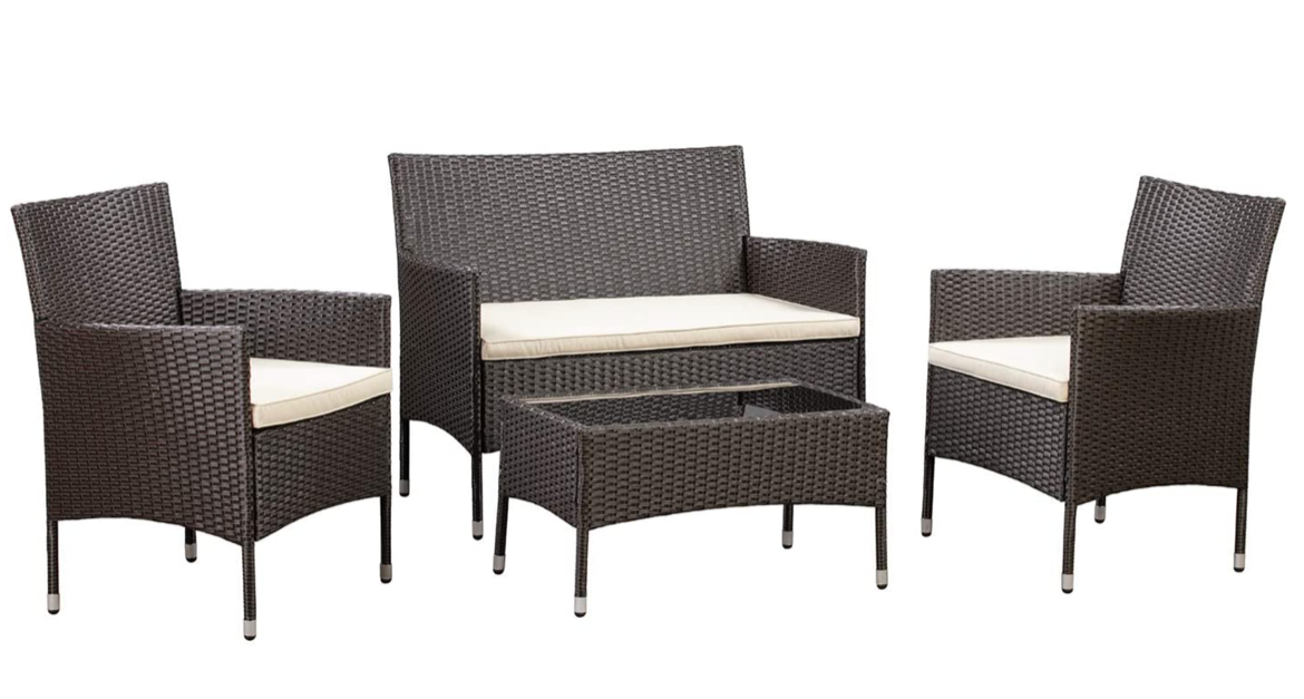 4-piece Amazon Basics outdoor patio conversation set with cushions for $220