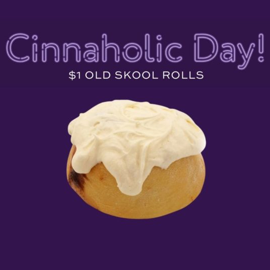 Cinnaholic Bakery: Enjoy $1 Old Skool Rolls on July 20