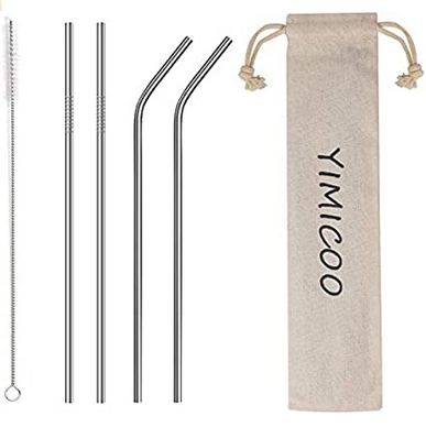 4-pack reusable stainless steel straw set for $3